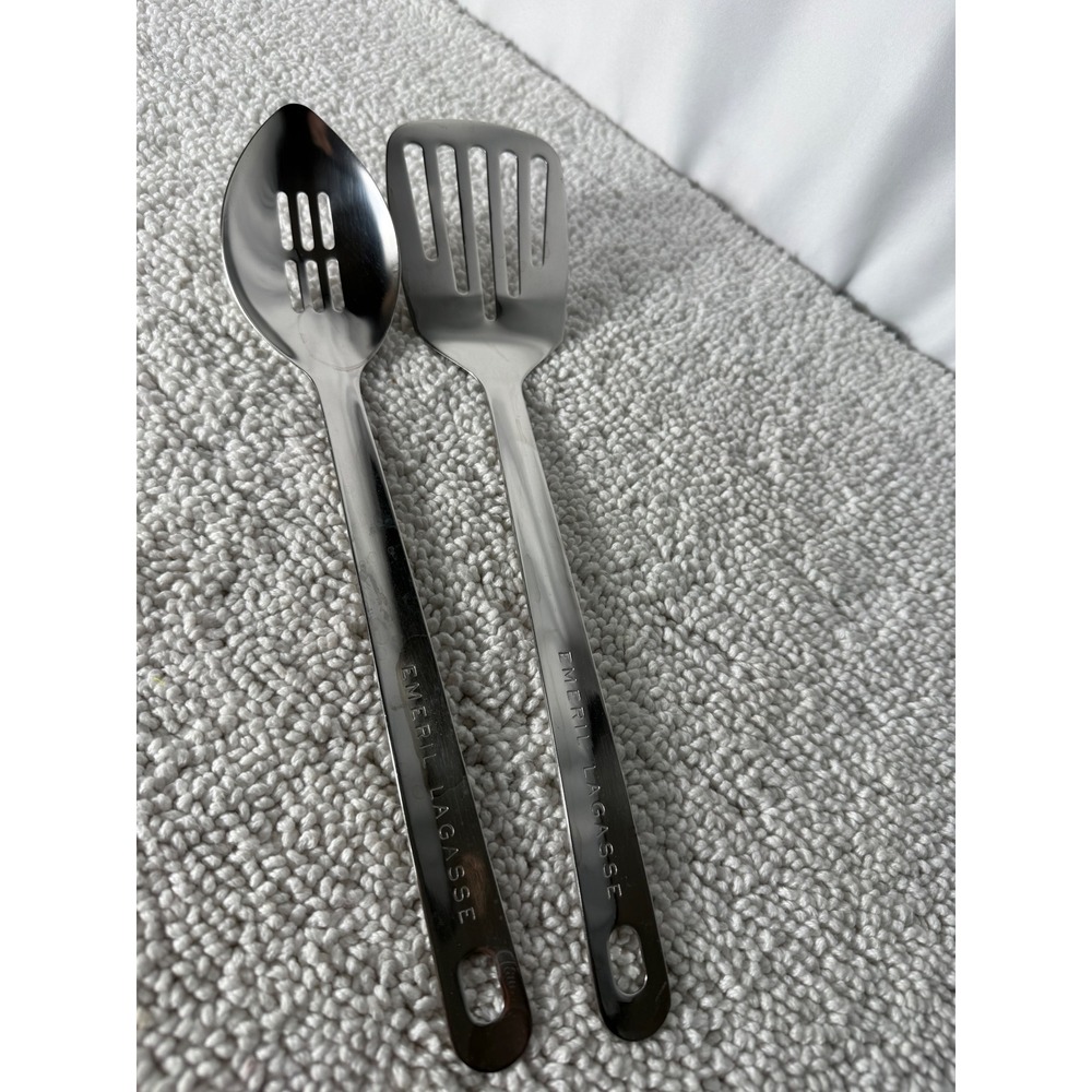 Emeril Lagasse Stainless Steel Slotted Spoon and Turner Spatula Utensil Set 2pc